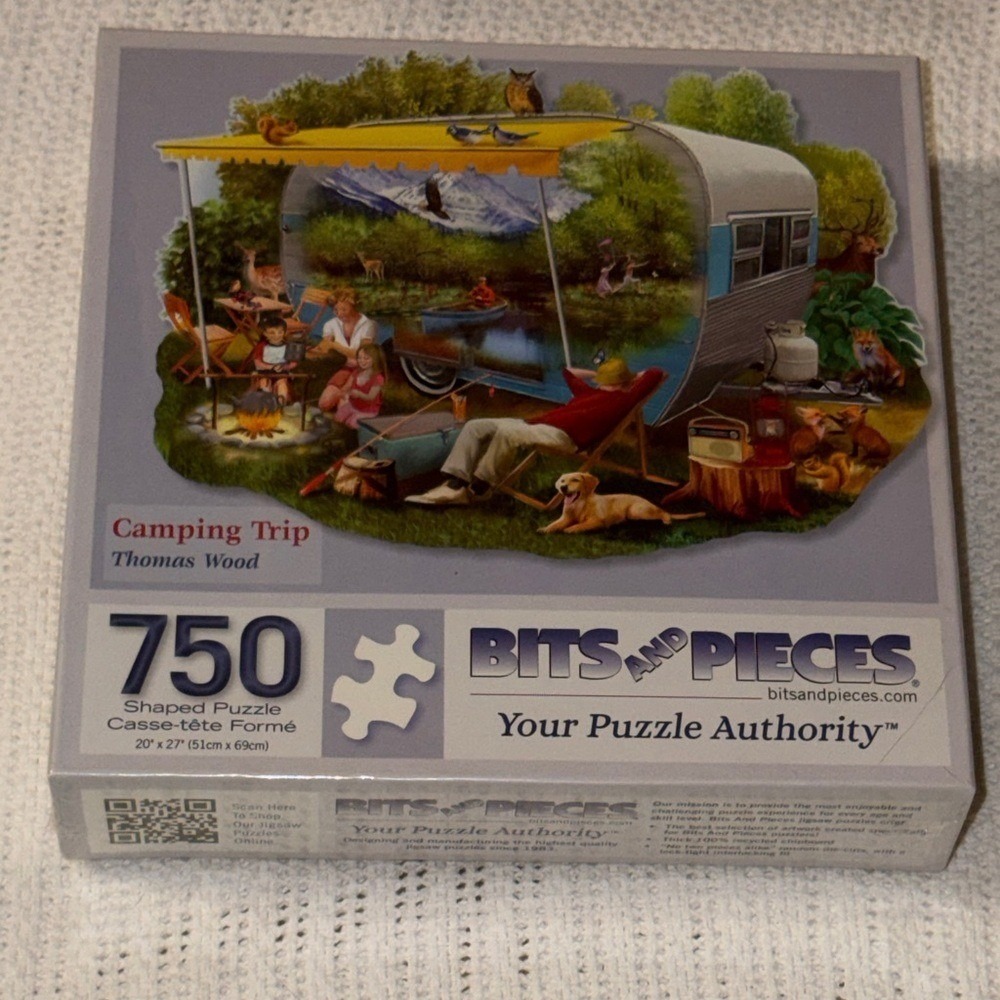 Bits And Pieces Camping Trip Thomas Wood 750 Piece Shaped Jigsaw Puzzle 40899